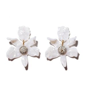 BNWT MOTHER OF PEARL SMALL CRYSTAL LILY EARRINGS